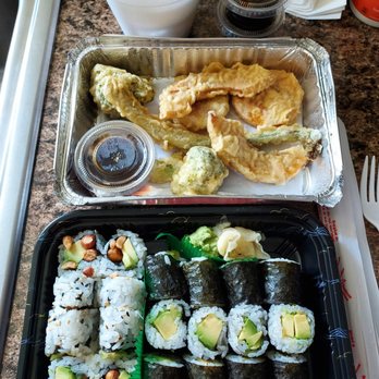 Tokyo Japanese Restaurant - Two avocado rolls, a peanut avocado roll, veggie tempura appetizer, and miso soup - Japanese Near Me - Kokomo, Indiana Tokyo Japanese Restaurant - Two avocado rolls, a peanut avocado roll, veggie tempura appetizer, and miso soup - Japanese Near Me - Kokomo, Indiana
