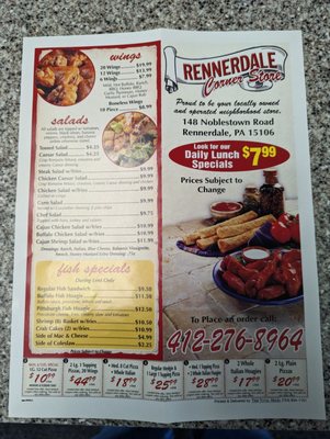 Menu photo 1 Rennerdale Corner Store Carnegie, PA