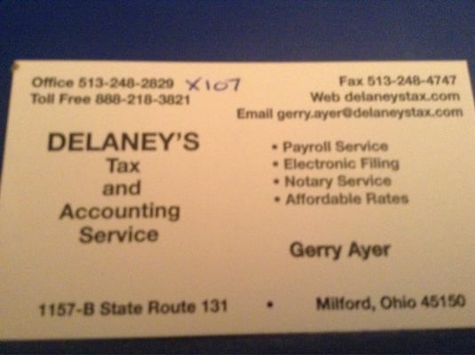 Delaney's  tax and accounting service