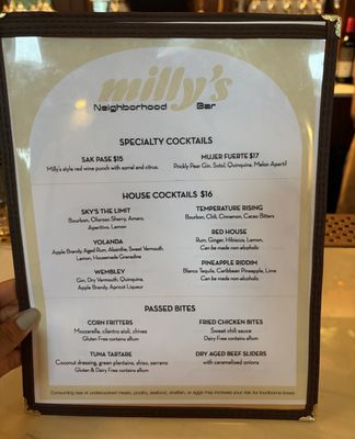 Menu photo 1 Milly's Neighborhood Bar Brooklyn, NY Menu photo 1 Milly's Neighborhood Bar Brooklyn, NY