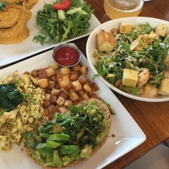 Seabirds Kitchen - Avo toast, warm cauliflower salad, and chipotle dish - Vegan Near Me - Costa Mesa, California