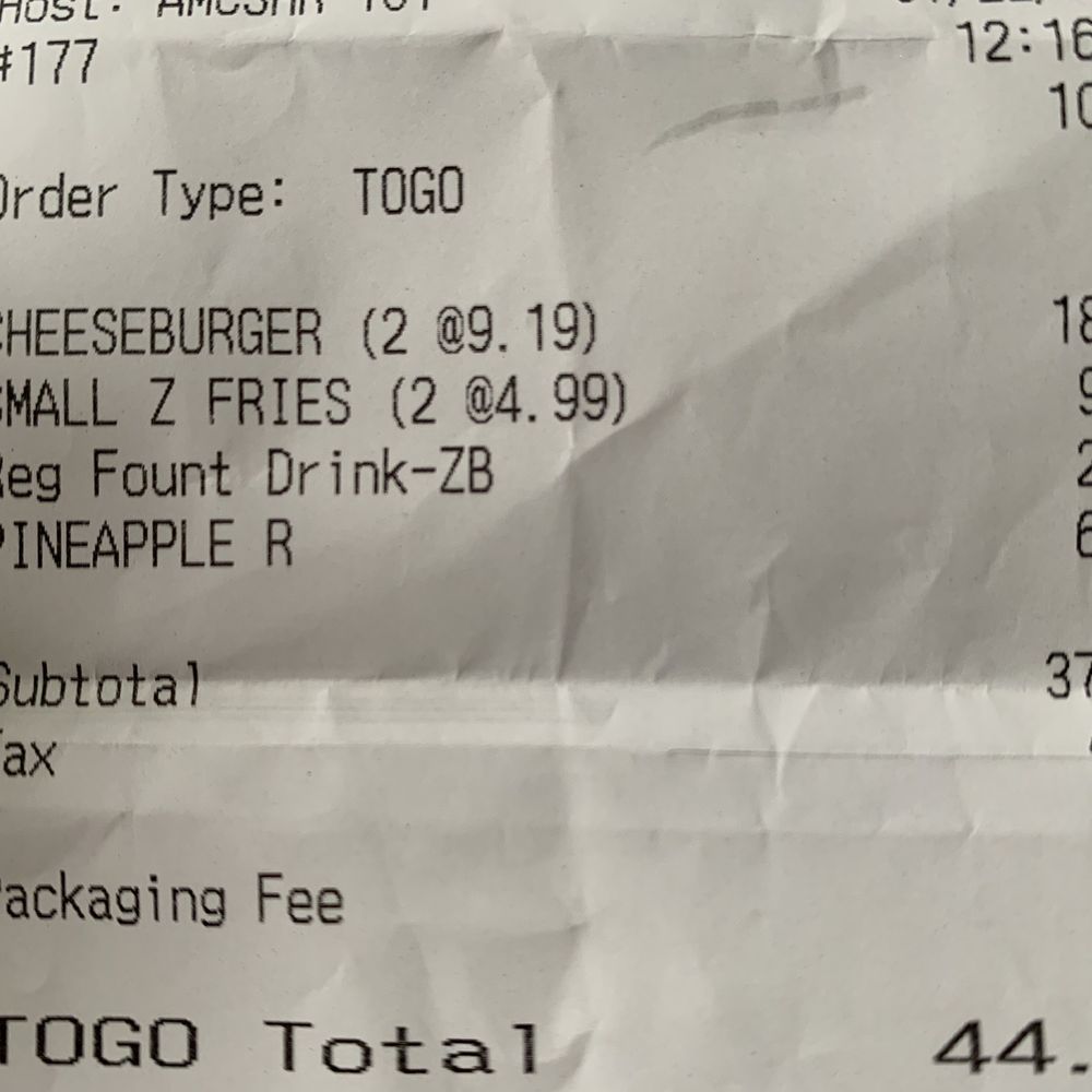 Z-Burger - Receipt - Burgers Near Me - Arlington, Virginia Z-Burger - Receipt - Burgers Near Me - Arlington, Virginia