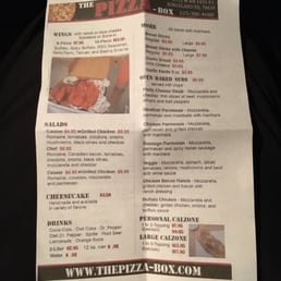 the menu for the pizza - box the menu for the pizza - box