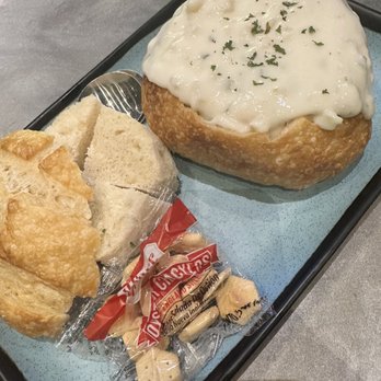 Simply Fish Seafood - Clam chowder in a bread bowl - Fish & Chips Near Me - Costa Mesa, California