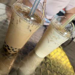 Bubbles & Co - Brown sugar boba (left)  Jasmine green tea (Right)