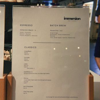 Immersion Express - Menu as of 9/26/26 - Coffee & Tea Near Me - Carlsbad, California