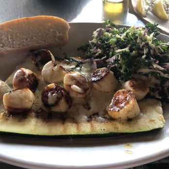 California Fish Grill - Scallops, zucchini, and kale slaw. Yummy! - Seafood Near Me - Brea, California