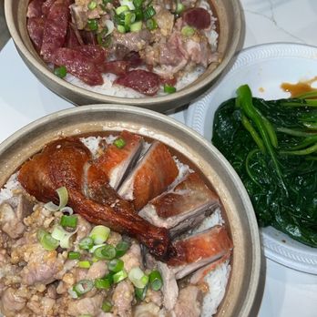 Jonny Claypot Rice - Top is spareribs pot w/ Chinese sausage and bottom is roast duck w spareribs - Chinese Near Me - Chicago, Illinois