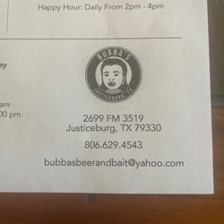 Bubba’s - Contact info and happy hour