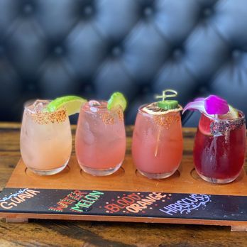 Finney's Crafthouse - Orange - New margarita flight- Guava 10/10, Watermelon 7/10, Blood Orange (Note: you can taste the jalapeño infusion) 6/10, Hibiscus 3/10 - New American Near Me - Orange, California