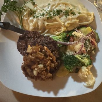 Arbor House Restaurant - Perfectly cooked filet, veggies and Alfredo. Salad dressings were super taste also! - Seafood Near Me - Talent, Oregon Arbor House Restaurant - Perfectly cooked filet, veggies and Alfredo. Salad dressings were super taste also! - Seafood Near Me - Talent, Oregon