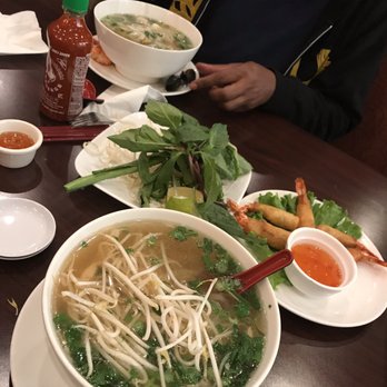 Pho 90 Degree - Milpitas - White chicken pho and prawns in rice paper and the other one in back is the mixed seafood pho - Vietnamese Near Me - Milpitas, California Pho 90 Degree - Milpitas - White chicken pho and prawns in rice paper and the other one in back is the mixed seafood pho - Vietnamese Near Me - Milpitas, California
