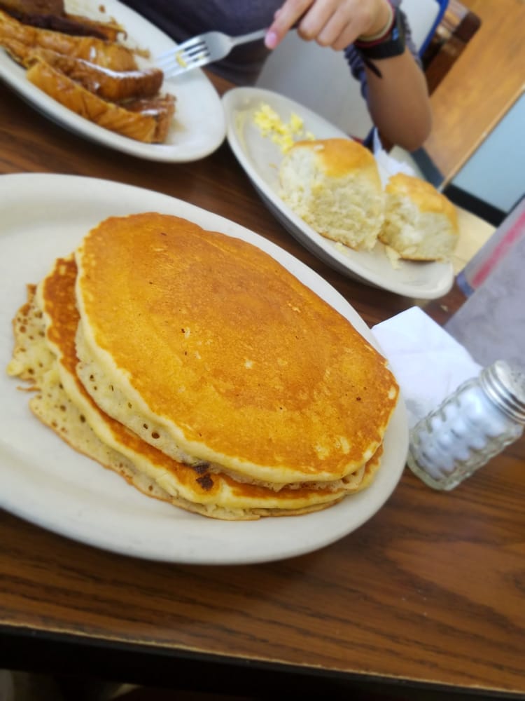 Mammoth sized pancakes. Crispy exterior, fluffy interior. Yelp