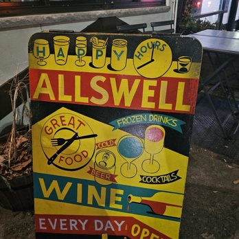 Allswell - Allswell HH and drink sign - New American Near Me - Brooklyn, New York