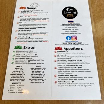 Om Cooking - Menu - Thai Near Me - Wenatchee, Washington Om Cooking - Menu - Thai Near Me - Wenatchee, Washington