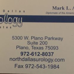 Mark Allen, MD - North Dallas Urology Associates - Card shows this is the correct location.