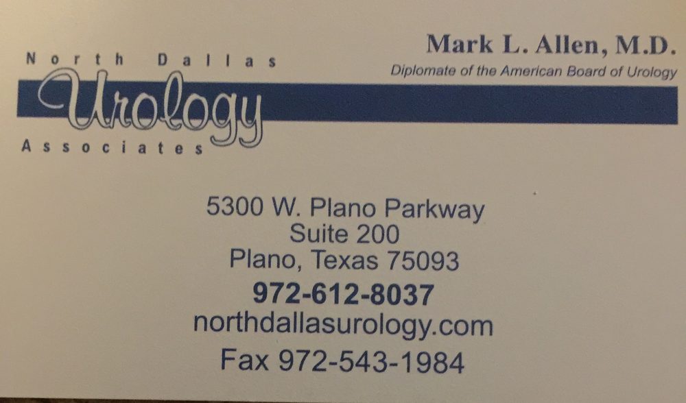 MARK ALLEN, MD NORTH DALLAS UROLOGY ASSOCIATES Updated October 2024 5300 W Plano Pkwy