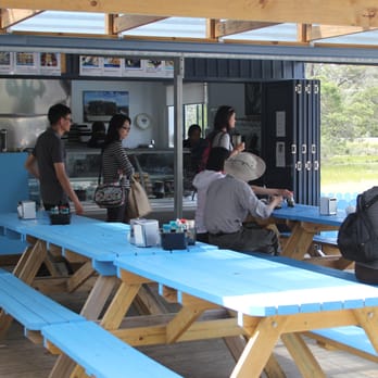 Freycinet Marine Farm - View of ordering counter and kitchen. - Seafood Near Me - Coles Bay, TAS Freycinet Marine Farm - View of ordering counter and kitchen. - Seafood Near Me - Coles Bay, TAS