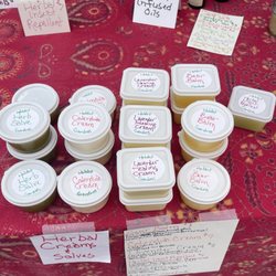 Bought some of these salves. Also bought an insect repellent one. Lots of good things in them.