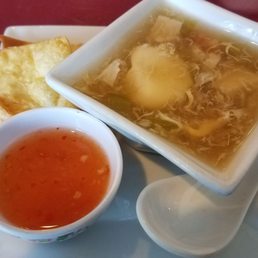 Soup and wonton comes with lunch Soup and wonton comes with lunch