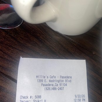 Millie's Cafe - Pasadena - Receipt - Breakfast & Brunch Near Me - Pasadena, California Millie's Cafe - Pasadena - Receipt - Breakfast & Brunch Near Me - Pasadena, California