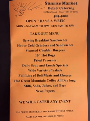 Menu photo 5 Sunrise Market Plymouth, CT
