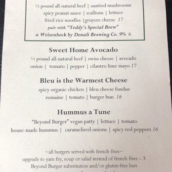Jack Sprat - Wednesday Burger Night (Menu for 4/24/19) - New American Near Me - Girdwood, Alaska