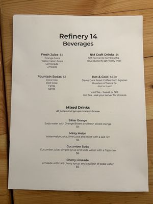 Menu photo 4 Refinery 14 Madrid, NM