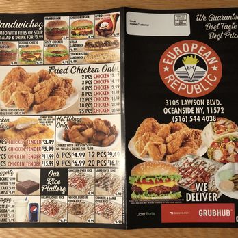 European Republic - a menu for a fast food restaurant - Fast Food Near Me - Oceanside, New York