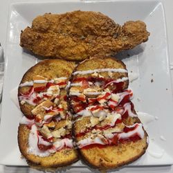 Catfish and strawberry French toast