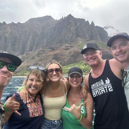 Casey and our crew at the cathedrals Napali Coast