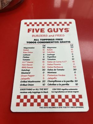Menu photo 1 Five Guys Happy Valley, OR