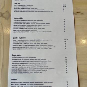 Eunice - menu - Cajun/Creole Near Me - Houston, Texas