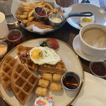 Hide Out Cafe - Waffles with sunny-side-up egg and tots! - Cafes Near Me - Rowland Heights, California Hide Out Cafe - Waffles with sunny-side-up egg and tots! - Cafes Near Me - Rowland Heights, California