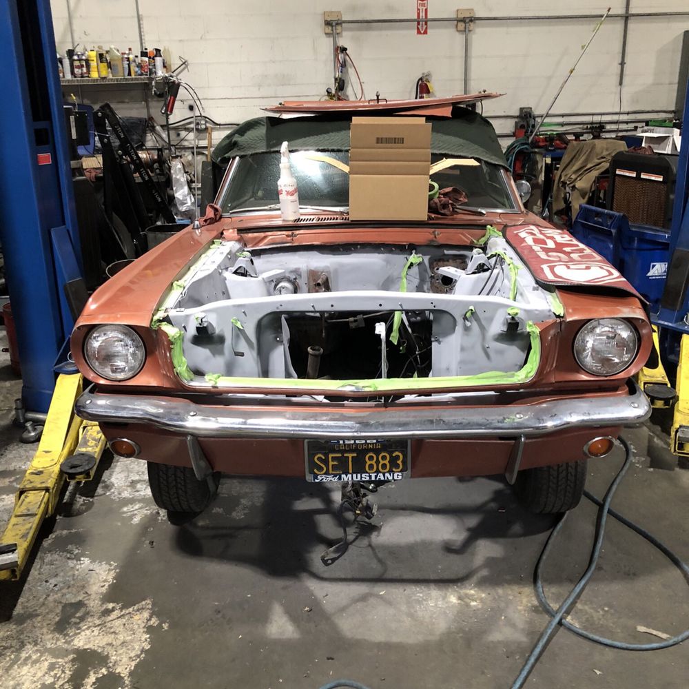 CK Auto Repair - 66 Mustang engine bay primed and ready for a fresh coat - Auto Repair Near Me - Martinez, California