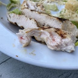 Raw chicken, literally had blood coming out of it