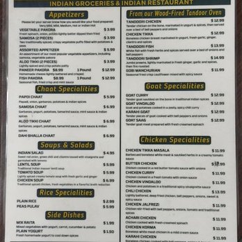 Standard Sweets & Spices - menu page 1 - Indian Near Me - Fresno, California