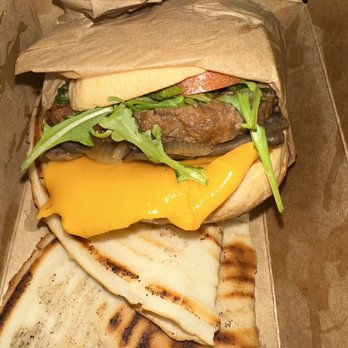 Green Tomato Grill - Vegan Char Burger (gluten free) - New American Near Me - Brea, California
