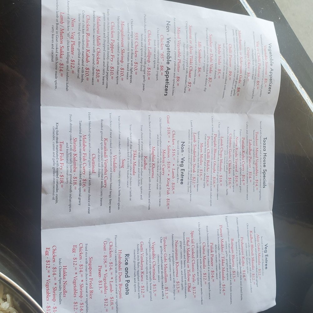 Taaza Bistro - Menu - Indian Near Me - Greensboro, North Carolina