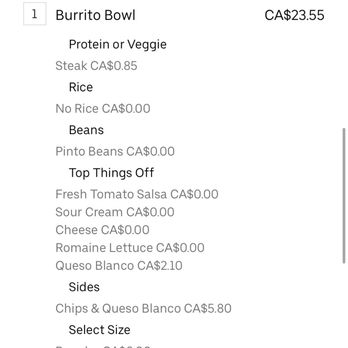 Chipotle Mexican Grill - What I ordered - Fast Food Near Me - Richmond, British Columbia Chipotle Mexican Grill - What I ordered - Fast Food Near Me - Richmond, British Columbia