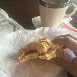 Bacon egg & cheese croissant sandwich