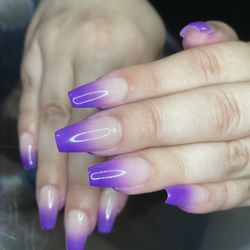Chingonaa Nailz - *Natural Short Coffin Gel-X  *Purple Air brushed Ombré