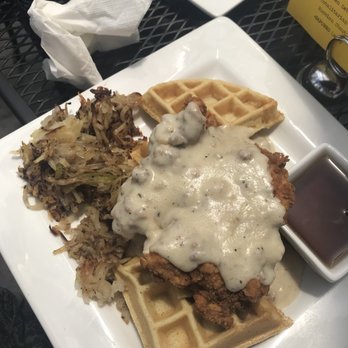 Lunch. Supper! - Fried chicken and fluffy/soft waffles smothered in gravy. SO GOOD - New American Near Me - Richmond, Virginia