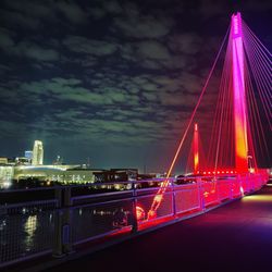 Bob Kerrey Pedestrian Bridge - The bridge and the city at night