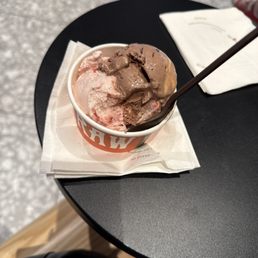 Strawberry honey balsamic & chocolate chili crisp peanut butter split scoop Strawberry honey balsamic & chocolate chili crisp peanut butter split scoop