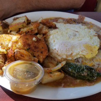 Rodeo Cafe - Red Salsa with Shredded Beef Huevos Rancheros - Breakfast & Brunch Near Me - Norco, California Rodeo Cafe - Red Salsa with Shredded Beef Huevos Rancheros - Breakfast & Brunch Near Me - Norco, California