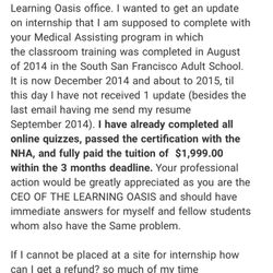 The Learning Oasis - Two thumbs down for the CCMA refresher course I took with THE LEARNING OASIS SSF,CA