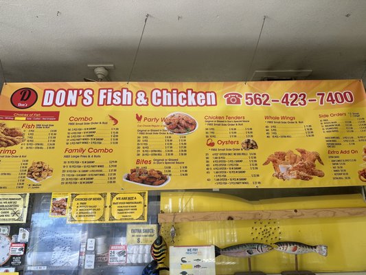 don%ca%bcs fish and chicken menu