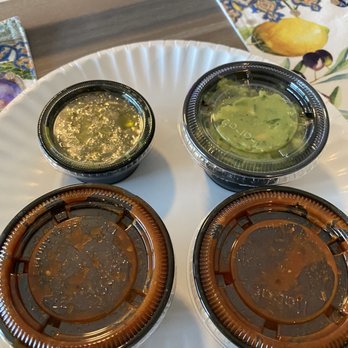 Mochilero Kitchen - Green sauce was sweet..shrimp diablo sauce? Side of guacamole ($4!!!) And hot sauces. - Mexican Near Me - Peoria, Arizona Mochilero Kitchen - Green sauce was sweet..shrimp diablo sauce? Side of guacamole ($4!!!) And hot sauces. - Mexican Near Me - Peoria, Arizona