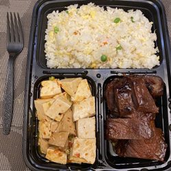 99 Ranch Market - Garlicky tofu (not as soft as Mapo tofu) and char siu!